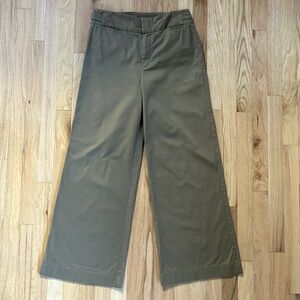 VINCE wide leg cotton utility trouser pants olive green made in USA size 12